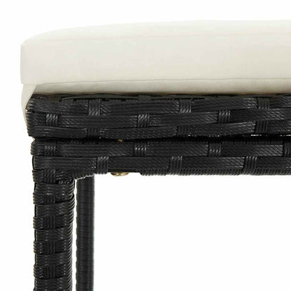 3 Piece Patio Bar Set Black Solid Wood Acacia and Poly Rattan
