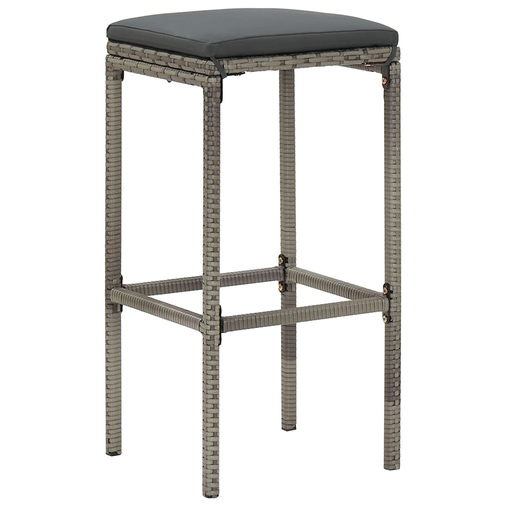 3 Piece Patio Bar Set Gray Solid Wood Acacia and Poly Rattan