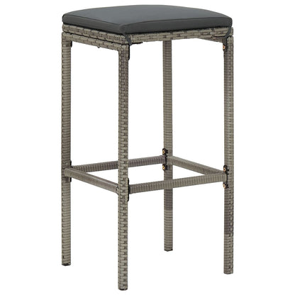 3 Piece Patio Bar Set Gray Solid Wood Acacia and Poly Rattan