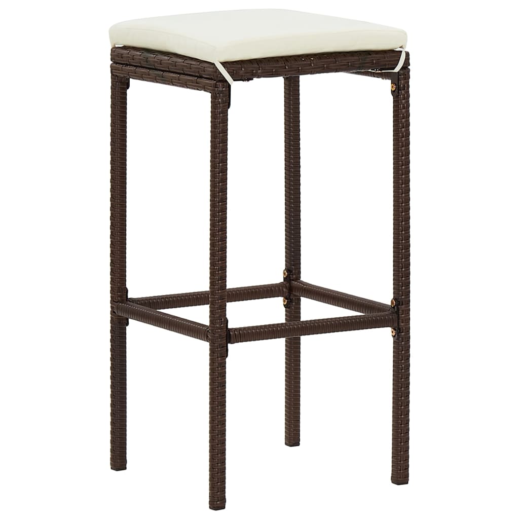 5 Piece Patio Bar Set Brown Solid Wood Acacia and Poly Rattan