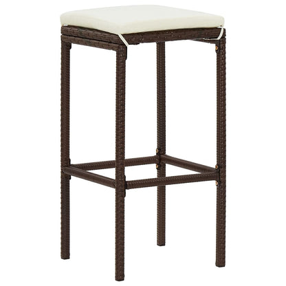 5 Piece Patio Bar Set Brown Solid Wood Acacia and Poly Rattan