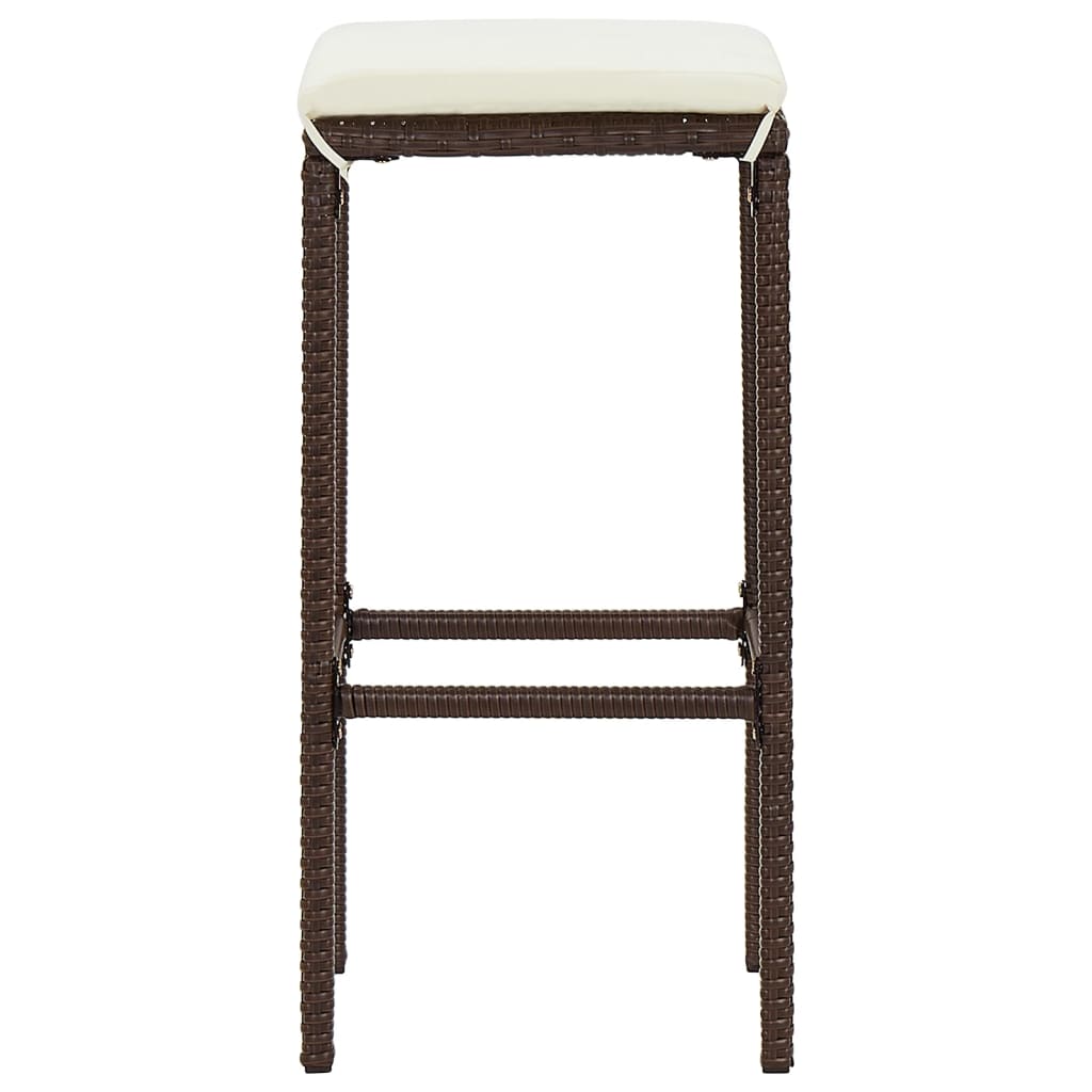 5 Piece Patio Bar Set Brown Solid Wood Acacia and Poly Rattan