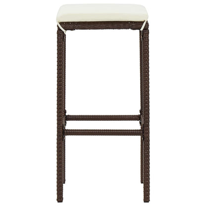 5 Piece Patio Bar Set Brown Solid Wood Acacia and Poly Rattan