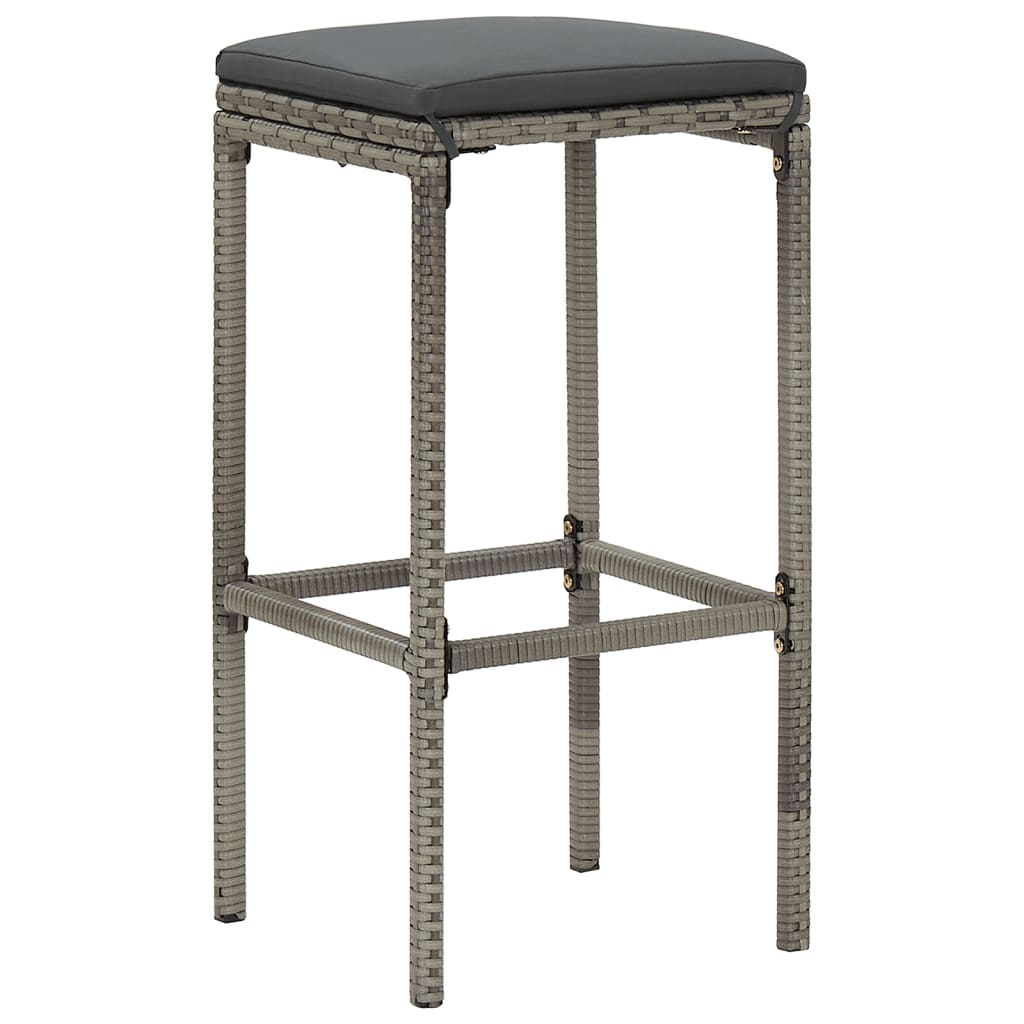5 Piece Patio Bar Set Gray Solid Wood Acacia and Poly Rattan