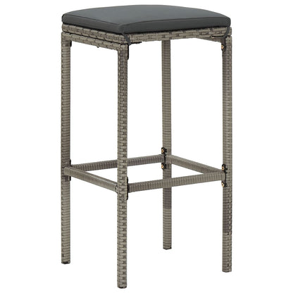 5 Piece Patio Bar Set Gray Solid Wood Acacia and Poly Rattan