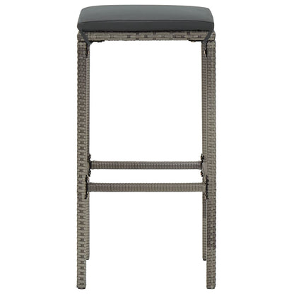 5 Piece Patio Bar Set Gray Solid Wood Acacia and Poly Rattan