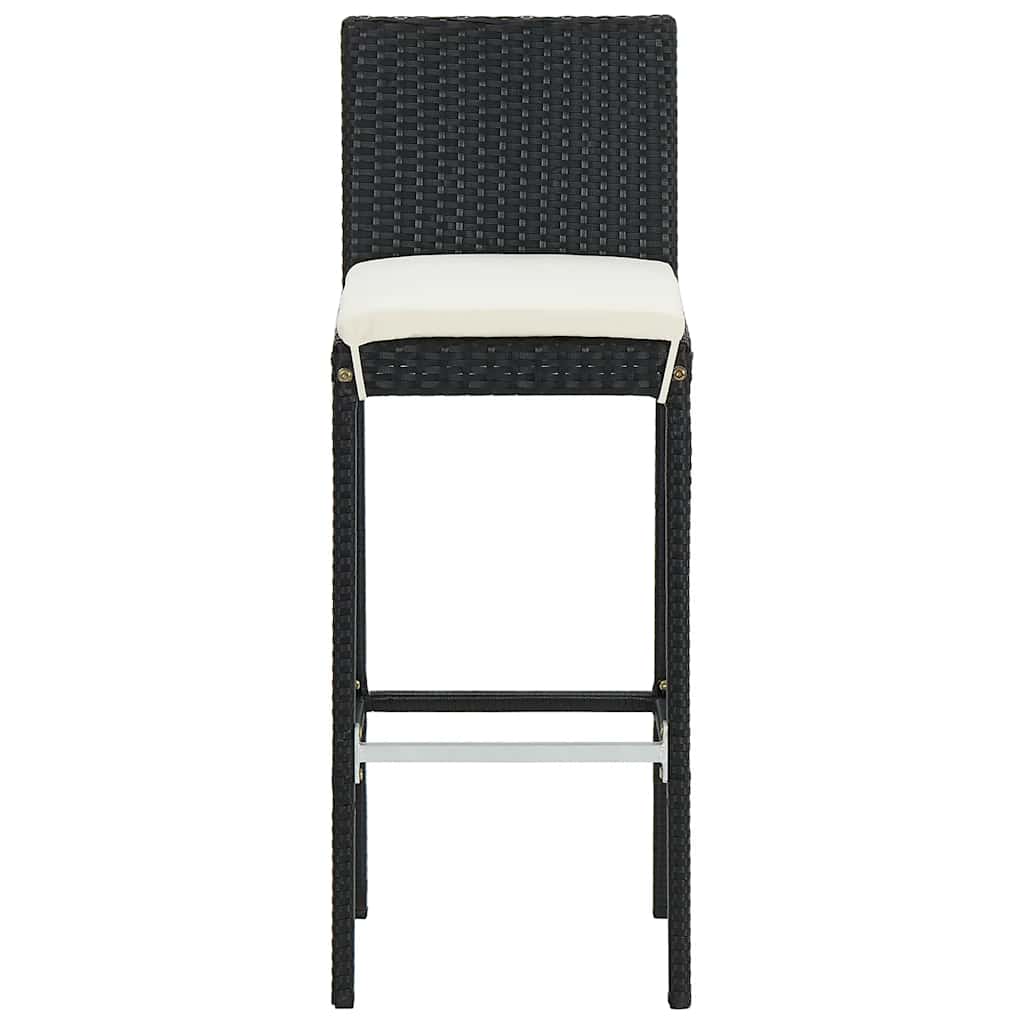 5 Piece Patio Bar Set Black Solid Wood Acacia and Poly Rattan
