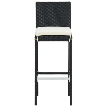 5 Piece Patio Bar Set Black Solid Wood Acacia and Poly Rattan