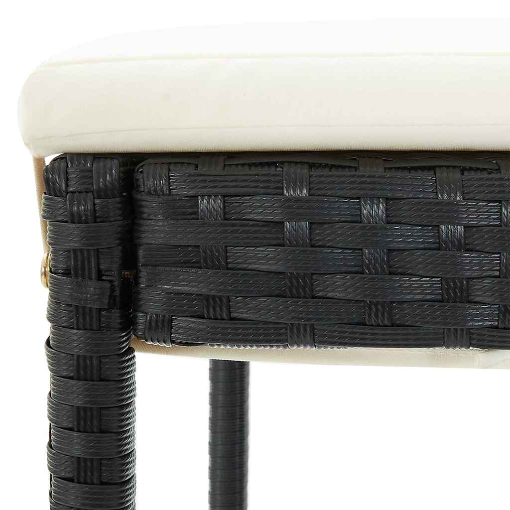 5 Piece Patio Bar Set Black Solid Wood Acacia and Poly Rattan