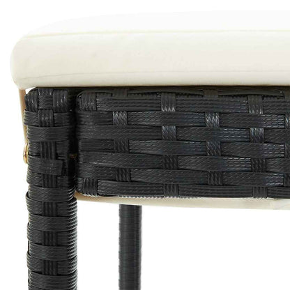 5 Piece Patio Bar Set Black Solid Wood Acacia and Poly Rattan