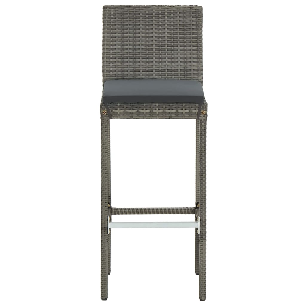 7 Piece Patio Bar Set Gray Solid Wood Acacia and Poly Rattan