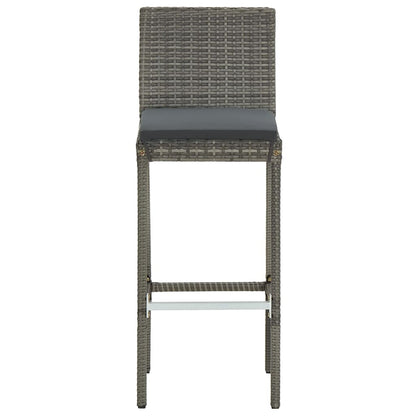 7 Piece Patio Bar Set Gray Solid Wood Acacia and Poly Rattan