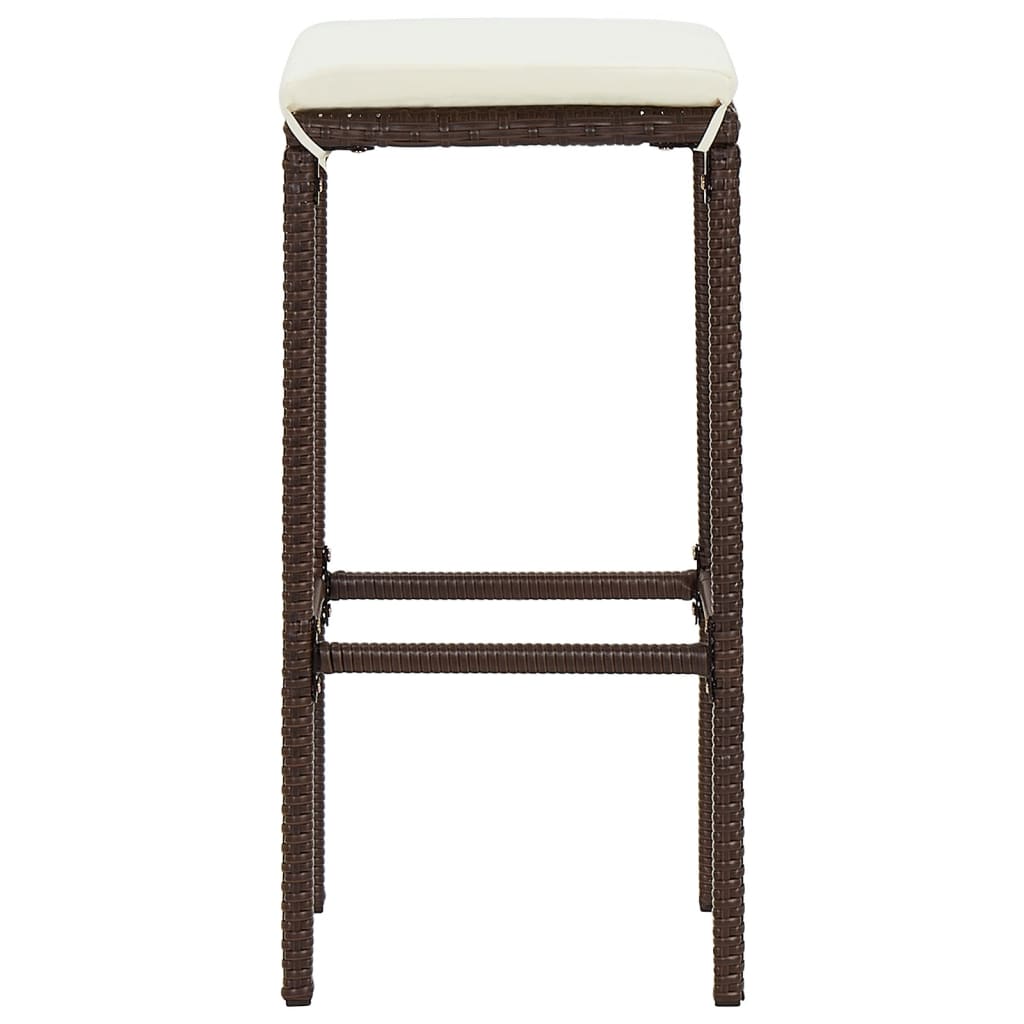5 Piece Patio Bar Set Brown Solid Wood Acacia and Poly Rattan