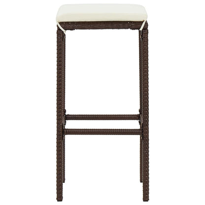 5 Piece Patio Bar Set Brown Solid Wood Acacia and Poly Rattan