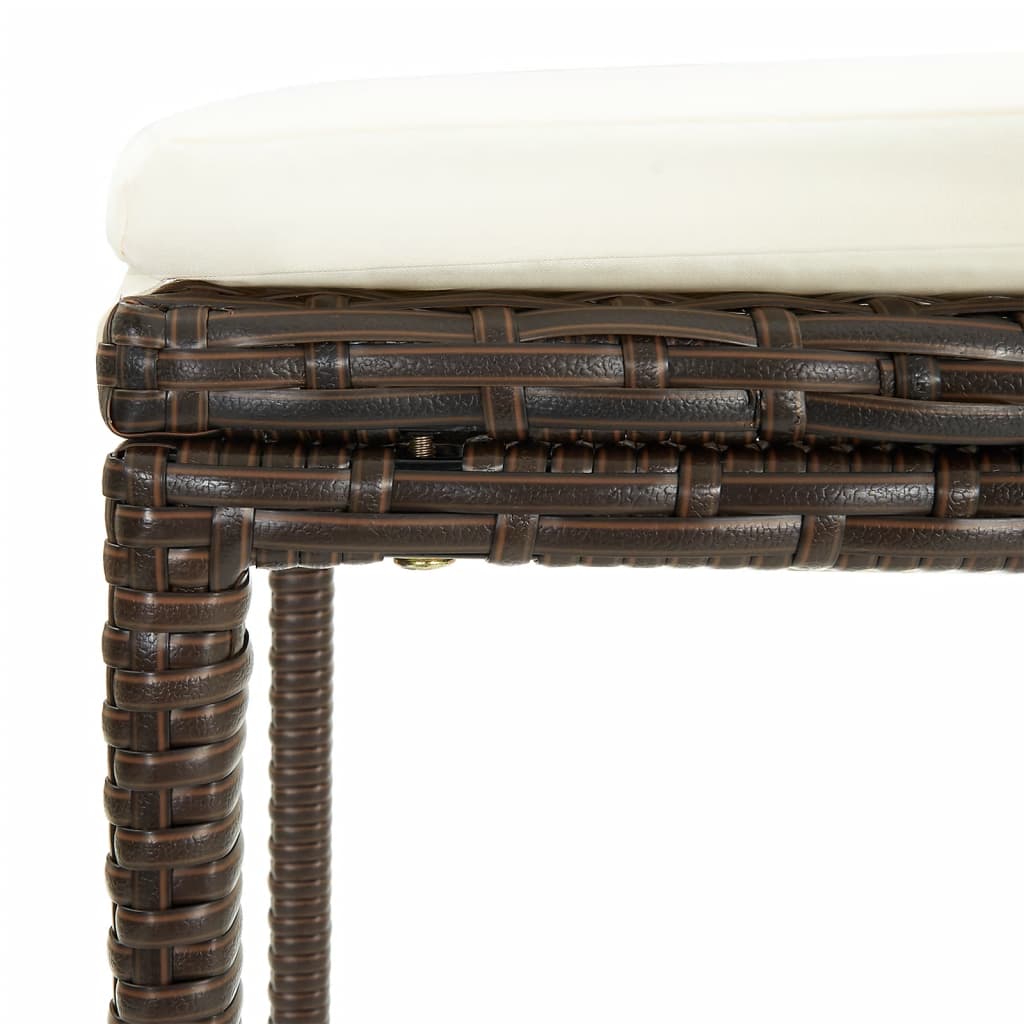 5 Piece Patio Bar Set Brown Solid Wood Acacia and Poly Rattan