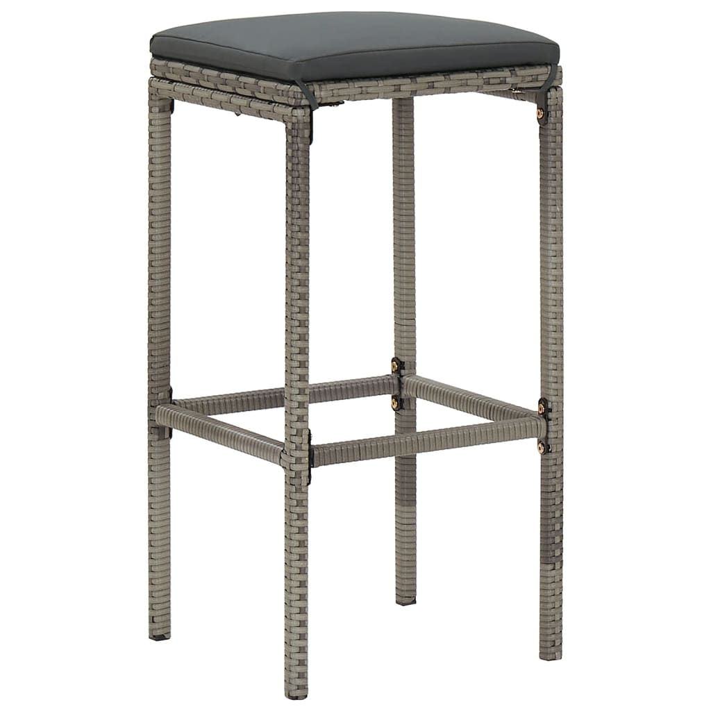 5 Piece Patio Bar Set Gray Solid Wood Acacia and Poly Rattan