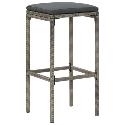5 Piece Patio Bar Set Gray Solid Wood Acacia and Poly Rattan