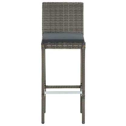 5 Piece Garden Bar Set Grey Solid Wood Acacia and Poly Rattan