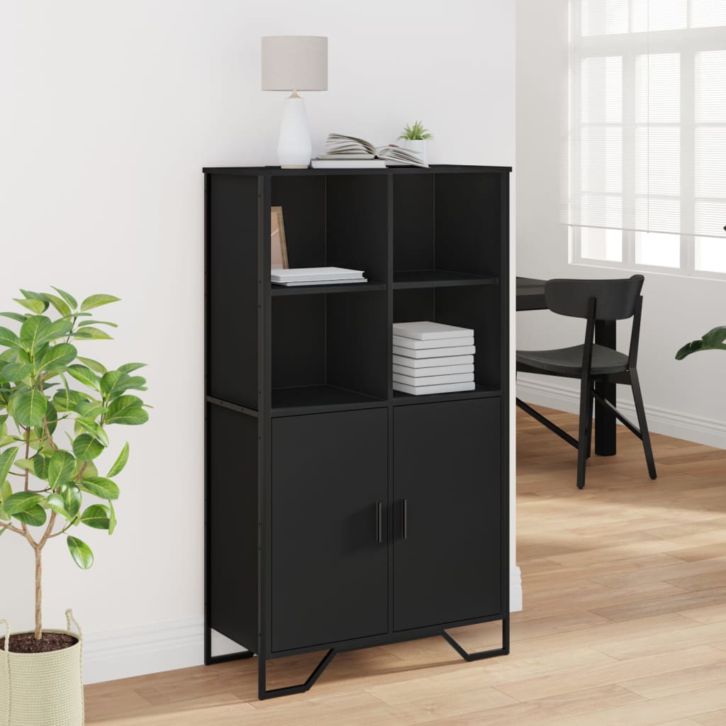 Highboard Black 79.5x35.5x137.5 cm Engineered wood