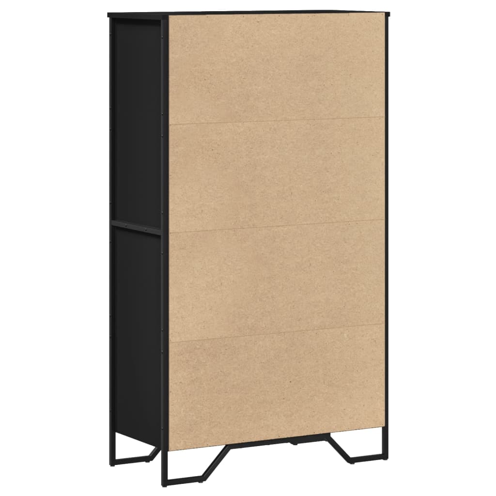 Highboard Black 79.5x35.5x137.5 cm Engineered wood