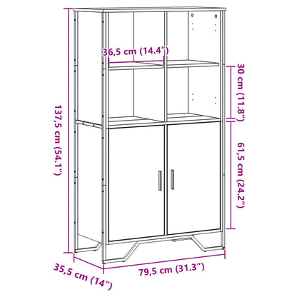 Highboard Grey Sonoma 79.5x35.5x137.5 cm Engineered wood