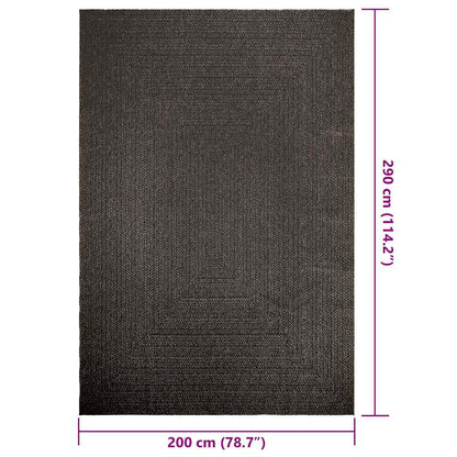 Rug ZIZUR Anthracite 200x290 cm Jute Look Indoor and Outdoor
