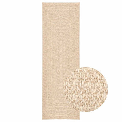 Rug ZIZUR Beige 80x250 cm Jute Look Indoor and Outdoor