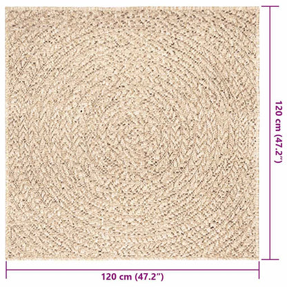 Rug ZIZUR Beige 120x120 cm Jute Look Indoor and Outdoor