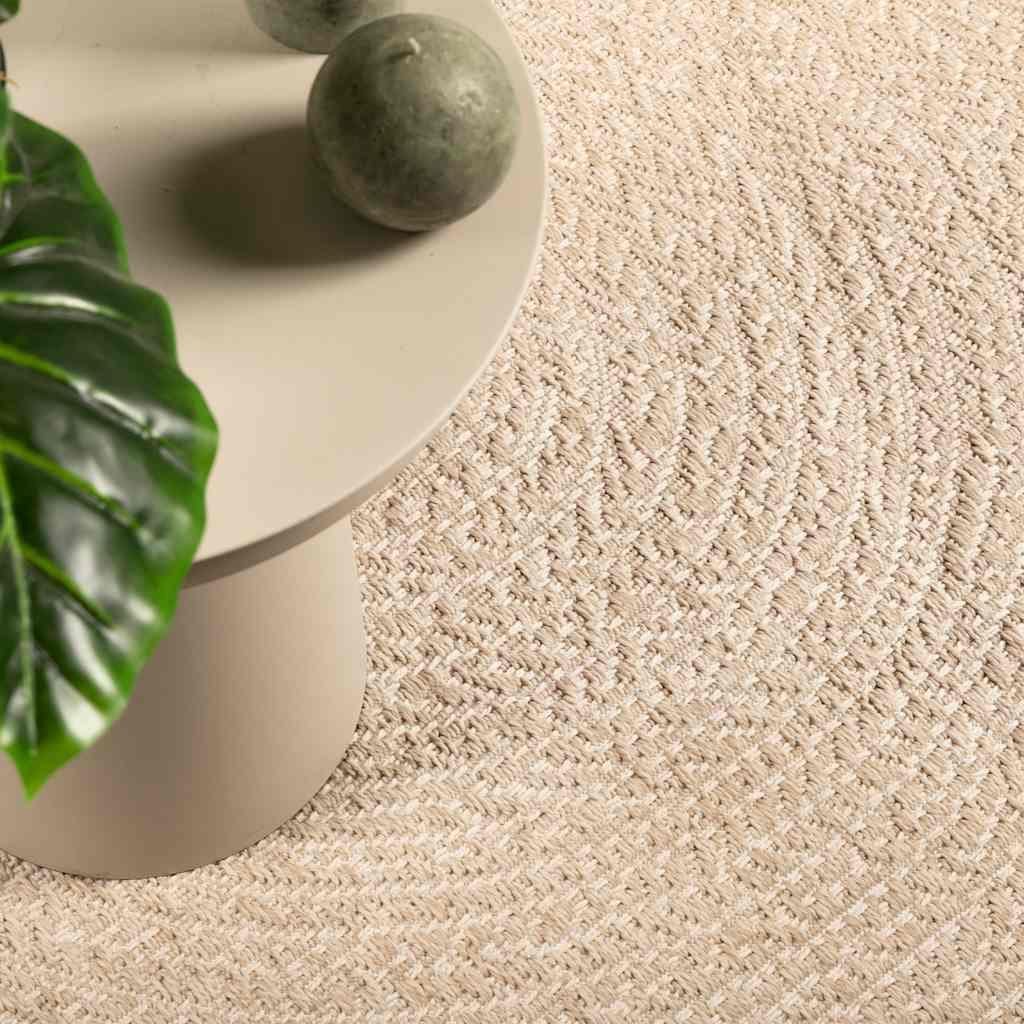 Rug ZIZUR Beige 120x120 cm Jute Look Indoor and Outdoor