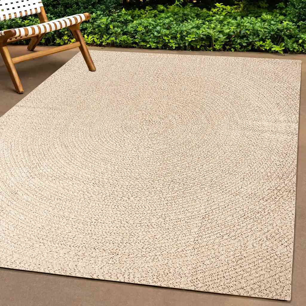 Rug ZIZUR Beige 140x200 cm Jute Look Indoor and Outdoor