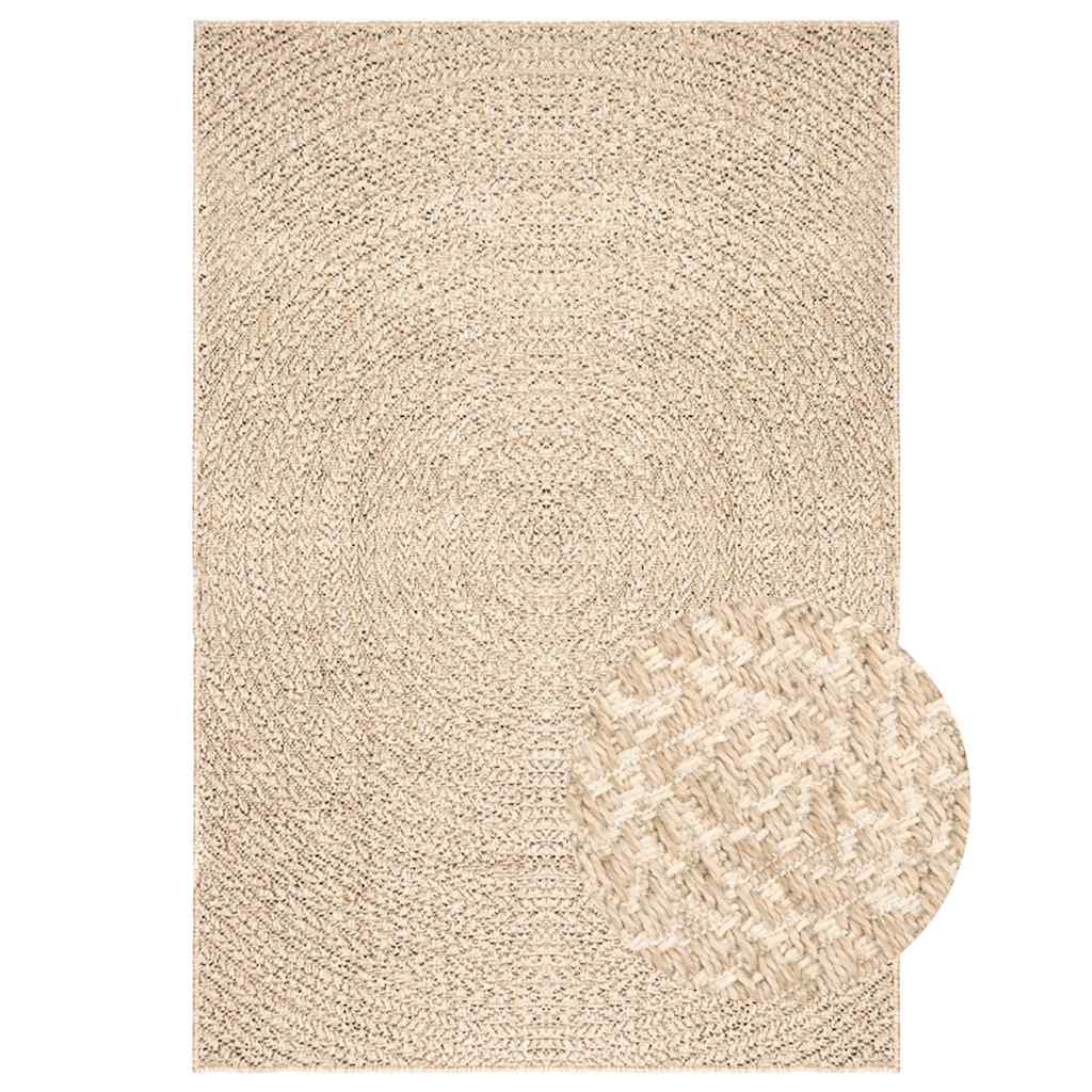 Rug ZIZUR Beige 140x200 cm Jute Look Indoor and Outdoor