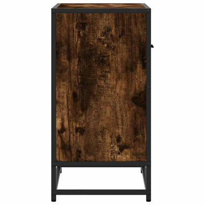 Bedside Cabinet Smoked Oak 60x31x60 cm Engineered Wood and Metal