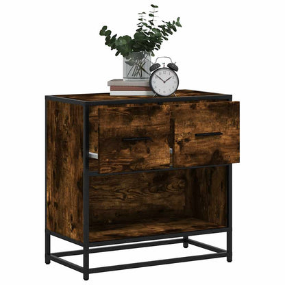 Bedside Cabinet Smoked Oak 60x31x60 cm Engineered Wood and Metal