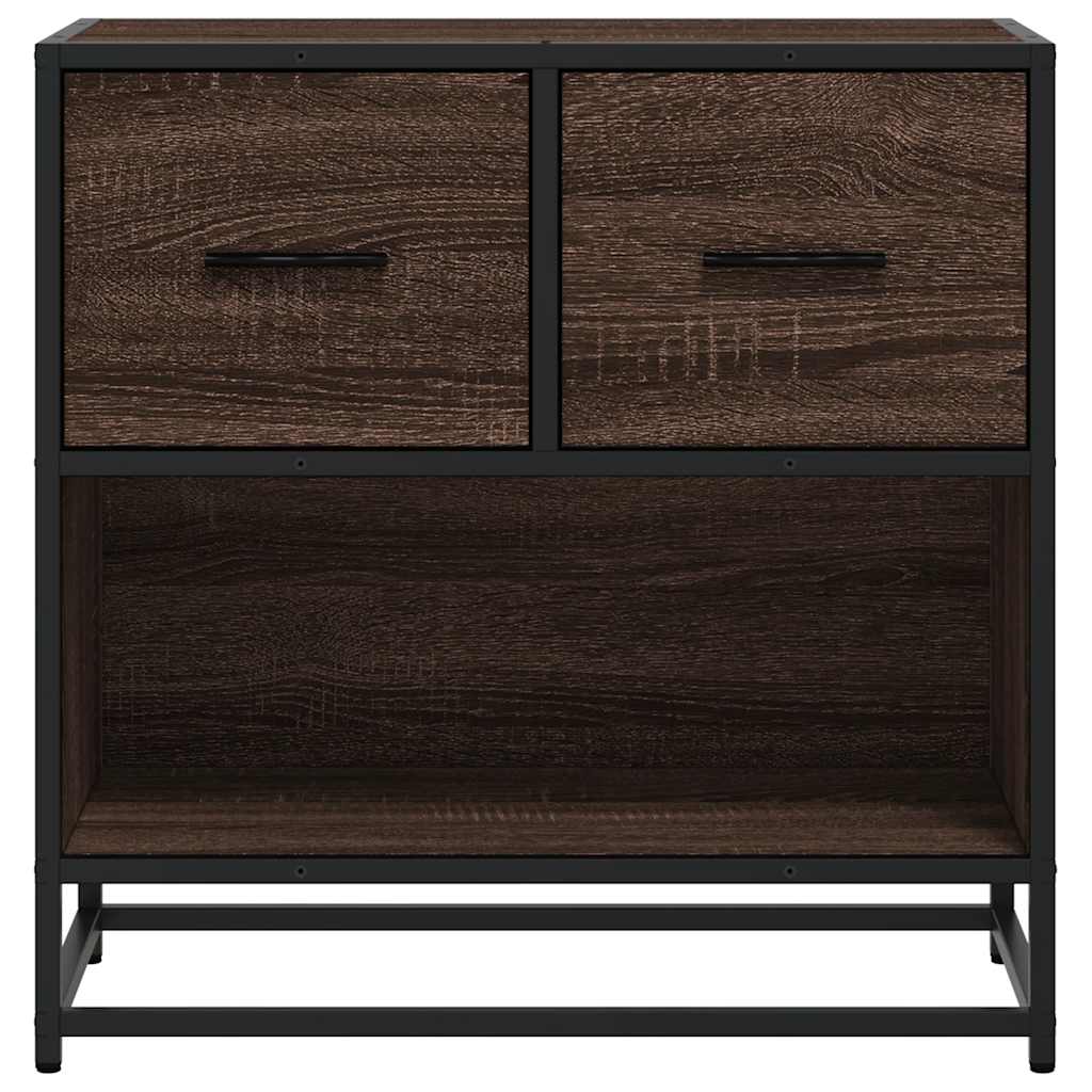 Bedside Cabinet Brown Oak 60x31x60 cm Engineered Wood and Metal