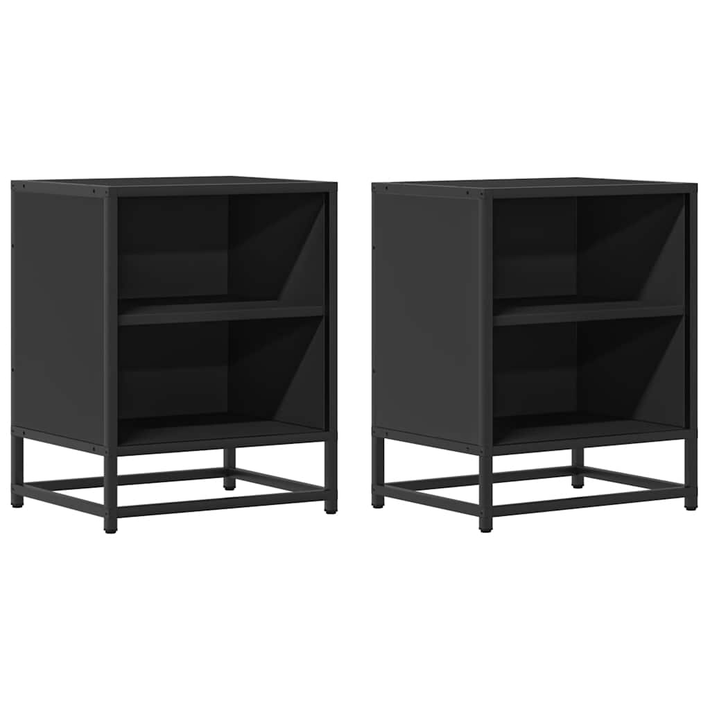 Bedside Cabinets 2 pcs Black 40x31x50 cm Engineered Wood and Metal