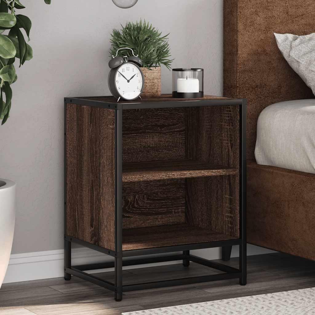 Bedside Cabinets 2 pcs Brown Oak 40x31x50 cm Engineered Wood and Metal