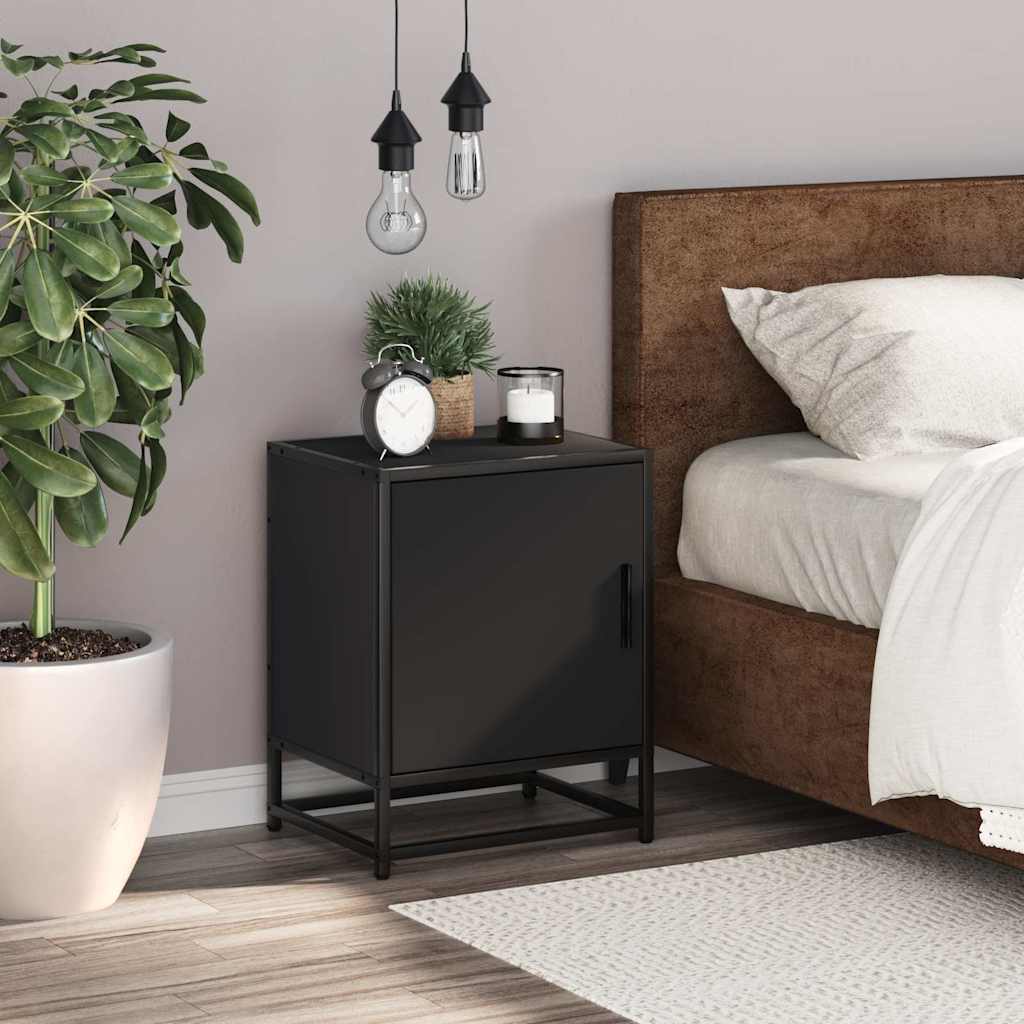 Bedside Cabinet Black 40x31x50 cm Engineered Wood and Metal