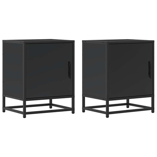 Bedside Cabinets 2 pcs Black 40x31x50 cm Engineered Wood and Metal