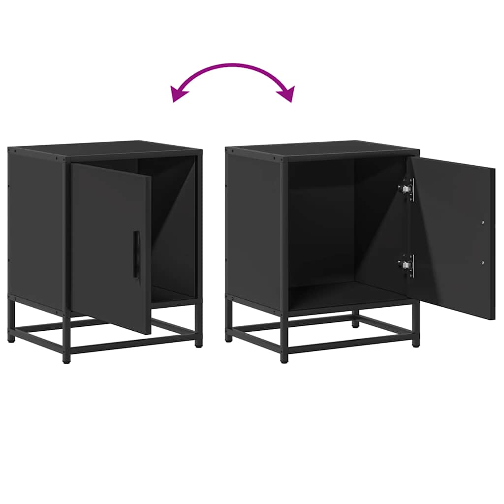 Bedside Cabinets 2 pcs Black 40x31x50 cm Engineered Wood and Metal