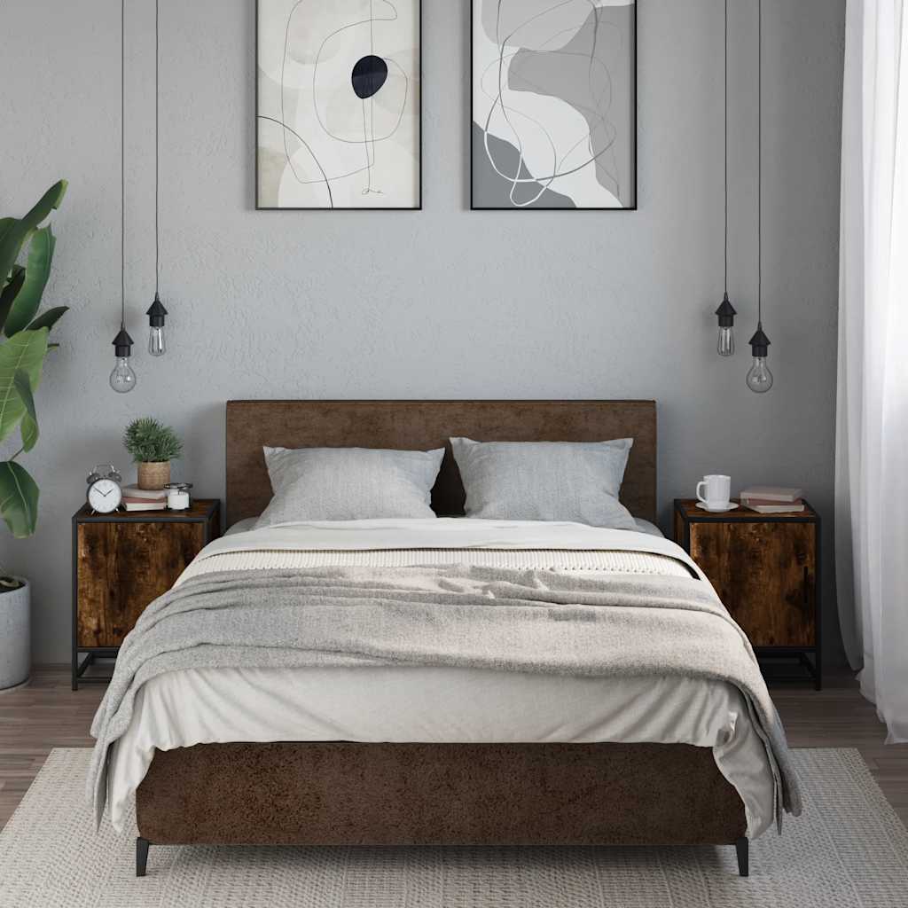 Bedside Cabinets 2 pcs Smoked Oak 40x31x50 cm Engineered Wood and Metal