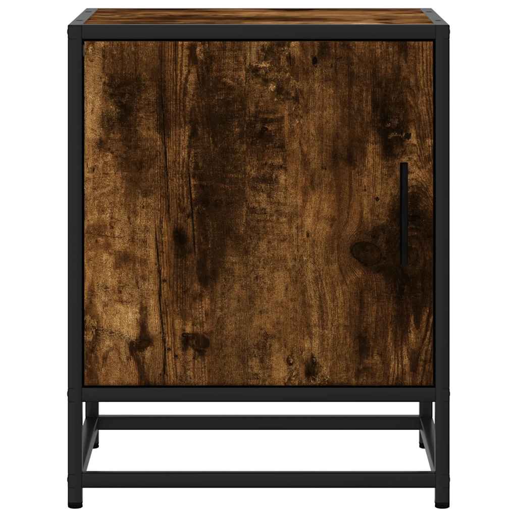 Bedside Cabinets 2 pcs Smoked Oak 40x31x50 cm Engineered Wood and Metal