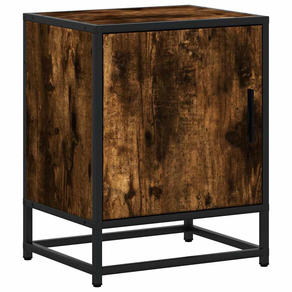 Bedside Cabinets 2 pcs Smoked Oak 40x31x50 cm Engineered Wood and Metal