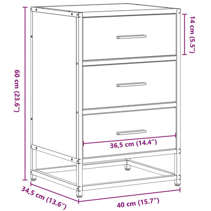 Bedside Cabinet Smoked Oak 40x34.5x60 cm Engineered Wood and Metal