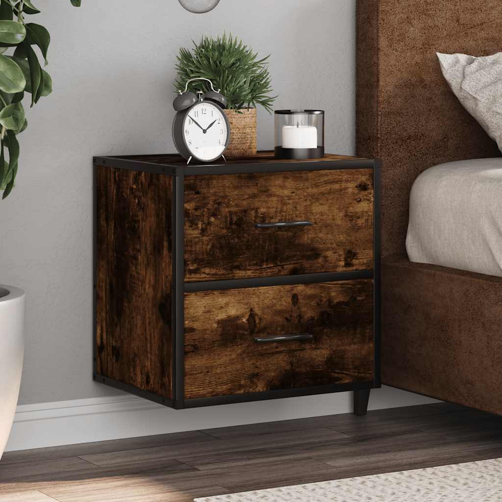 Wall-mounted Bedside Cabinet Smoked Oak 40x31x39.5 cm