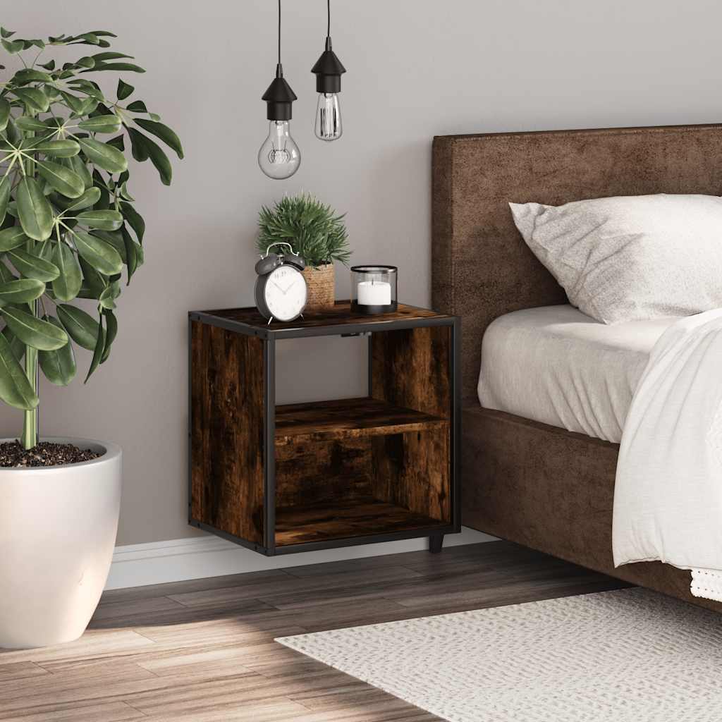 Wall-mounted Bedside Cabinet Smoked Oak 40x31x39.5 cm