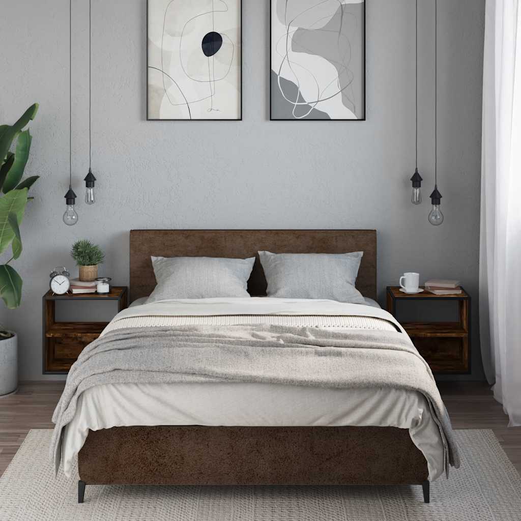 Wall-mounted Bedside Cabinets 2 pcs Smoked Oak 40x31x39.5 cm