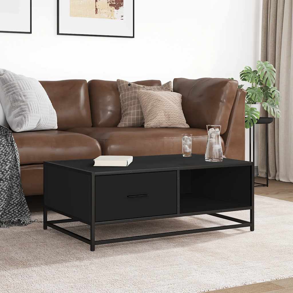 Coffee Table Black 90x57x35 cm Engineered Wood and Metal