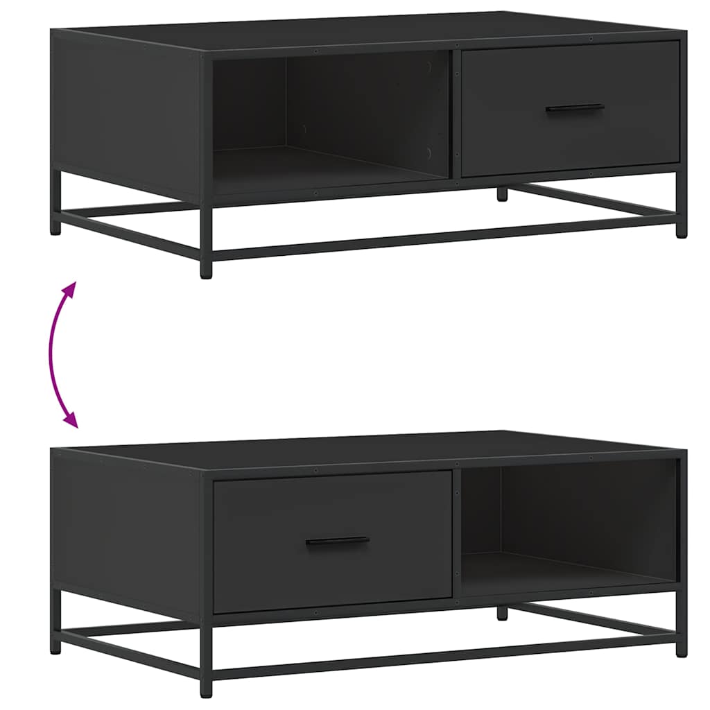 Coffee Table Black 90x57x35 cm Engineered Wood and Metal