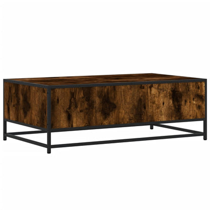 Coffee Table Smoked Oak 100x57x35 cm Engineered Wood and Metal
