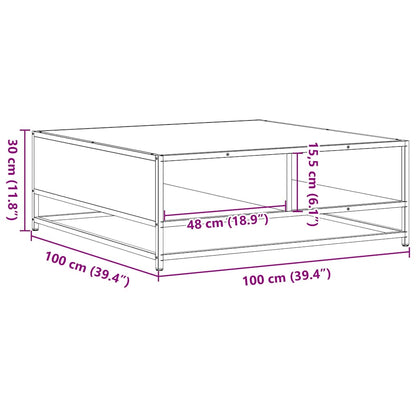 Coffee Table Brown Oak 100x100x30 cm Engineered Wood and Metal